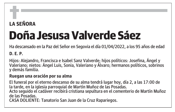 Doña Jesusa Valverde Sáez