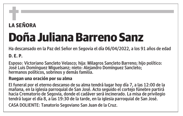 Doña Juliana Barreno Sanz