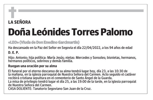 Doña Leónides Torres Palomo