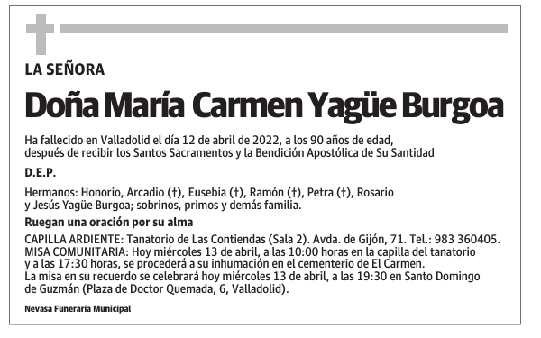 Doña María Carmen Yagüe Burgoa