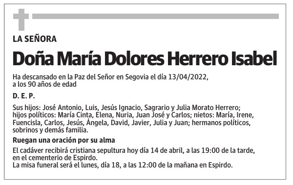 Doña María Dolores Herrero Isabel