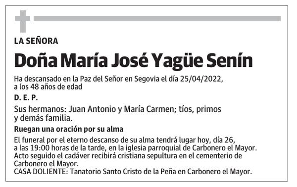 Doña María José Yagüe Senín