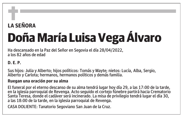 Doña María Luisa Vega Álvaro