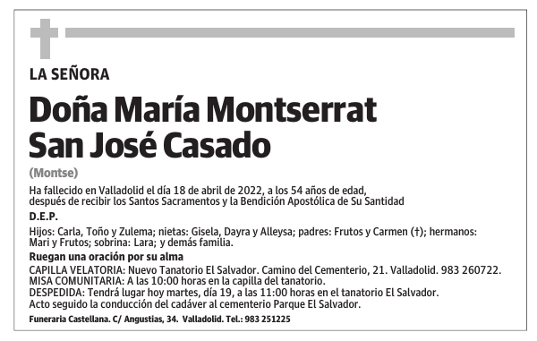 Doña María Montserrat San José Casado