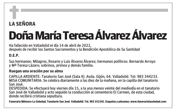 Doña María Teresa Álvarez Álvarez