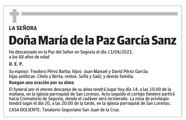 Doña María de la Paz García Sanz