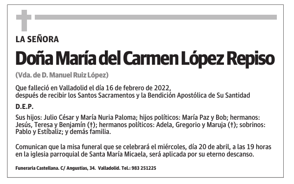 Doña María del Carmen López Repiso