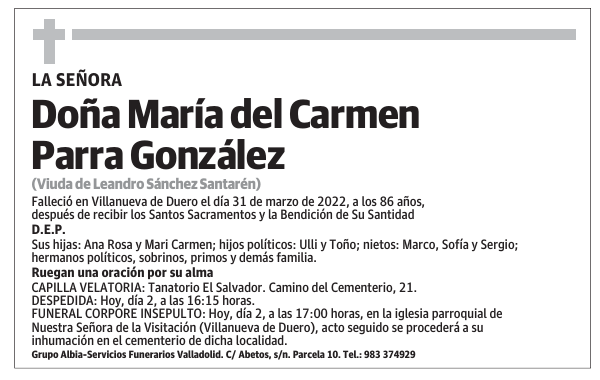 Doña María del Carmen Parra González