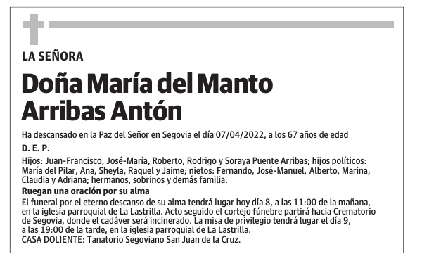 Doña María del Manto Arribas Antón