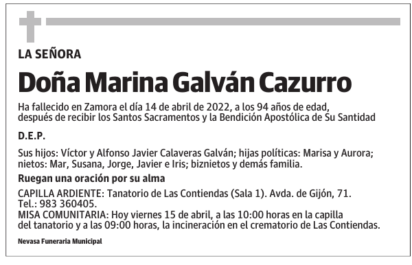 Doña Marina Galván Cazurro