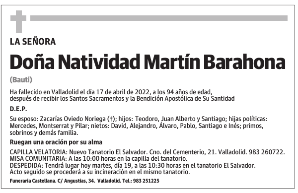 Doña Natividad Martín Barahona