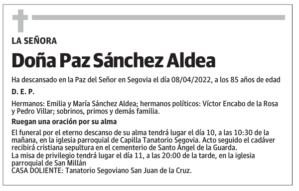 Doña Paz Sánchez Aldea