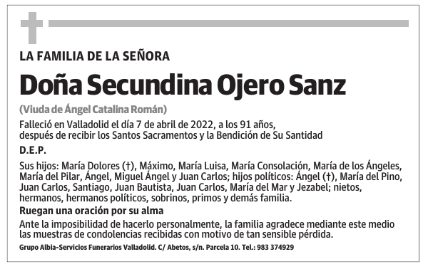 Doña Secundina Ojero Sanz