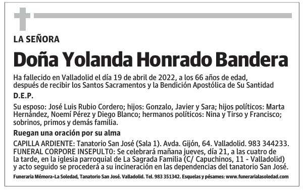 Doña Yolanda Honrado Bandera