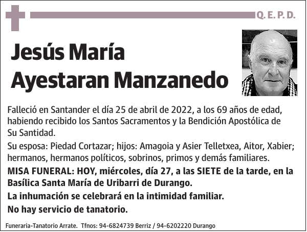 Jesús María Ayestaran Manzanedo