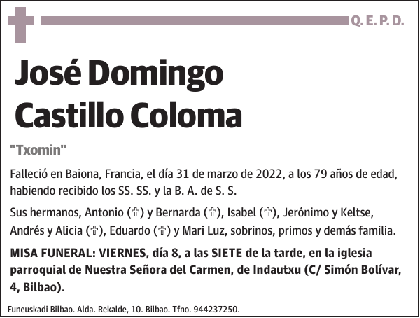 José Domingo Castillo Coloma 'Txomin'