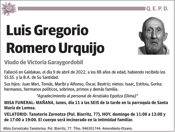 Luis Gregorio Romero Urquijo