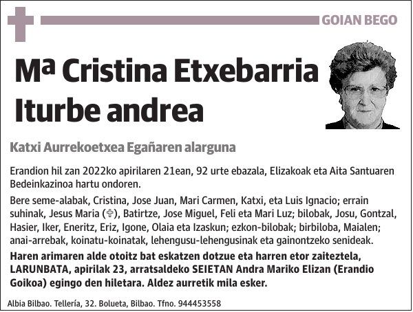 Mª Cristina Etxebarria Iturbe