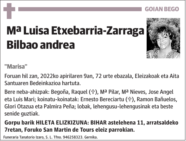Mª Luisa Etxebarria-Zarraga Bilbao