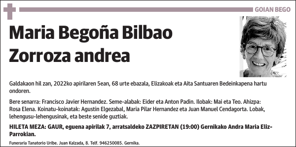 Maria Begoña Bilbao Zorroza