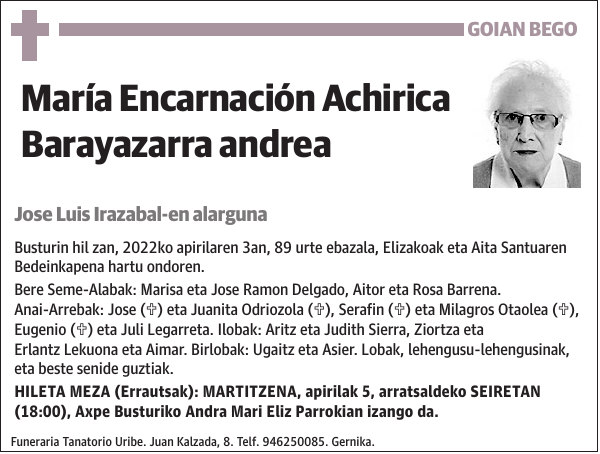 María Encarnación Achirica Barayazarra