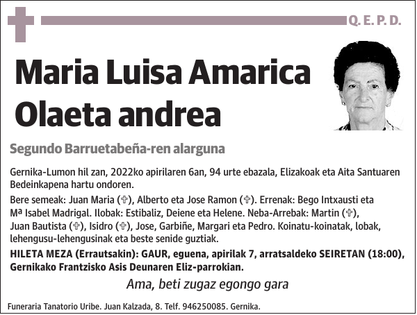 Maria Luisa Amarica Olaeta