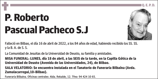 P. Roberto Pascual Pacheco S.J