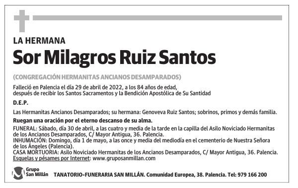 Sor Milagros Ruiz Santos