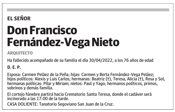 Don Francisco Fernández-Vega Nieto