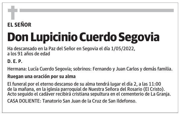 Don Lupicinio Cuerdo Segovia
