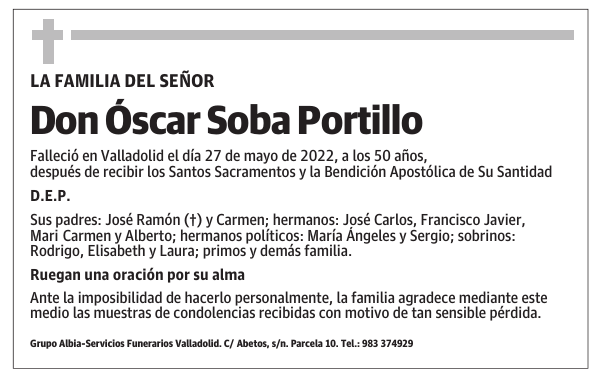 Don Óscar Soba Portillo
