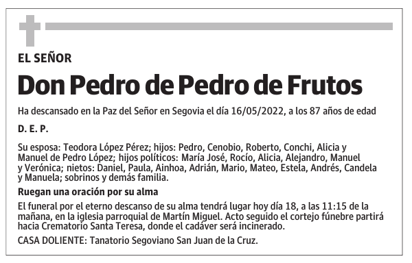 Don Pedro de Pedro de Frutos