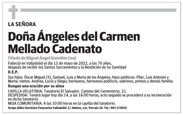 Doña Ángeles del Carmen Mellado Cadenato