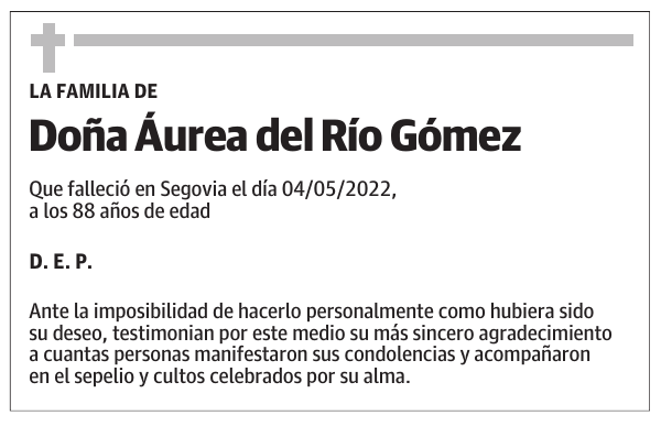 Doña Áurea del Río Gómez