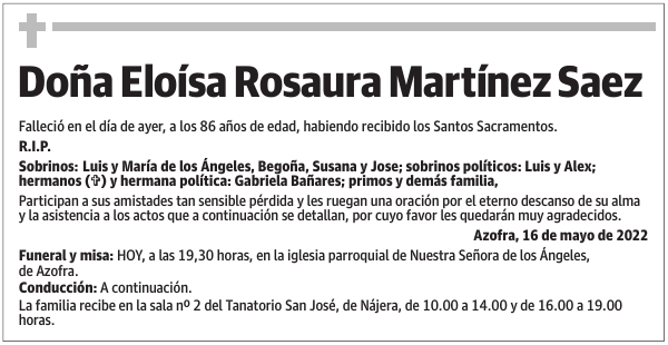 Doña  Eloísa  Rosaura  Martínez  Saez
