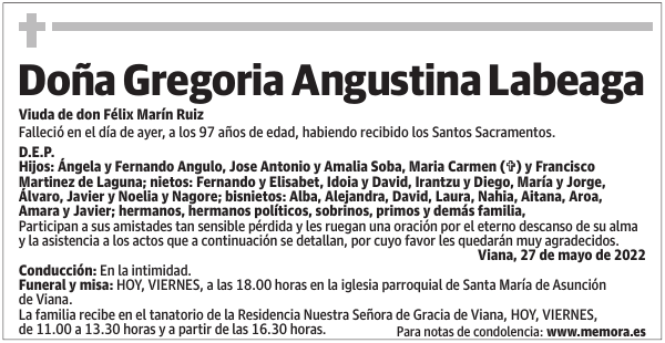 Doña  Gregoria  Angustina  Labeaga