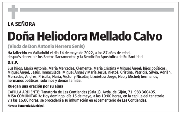 Doña Heliodora Mellado Calvo