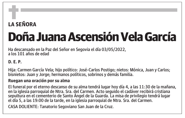 Doña Juana Ascensión Vela García