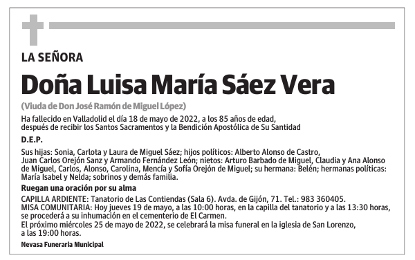 Doña Luisa María Sáez Vera