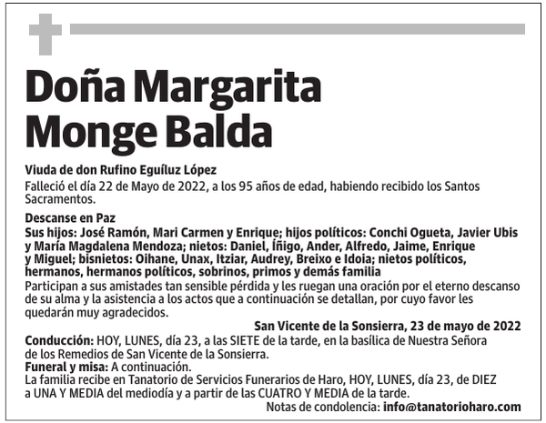 Doña  Margarita  Monge  Balda