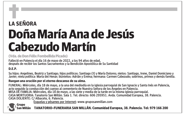 Doña María Ana de Jesús Cabezudo Martín