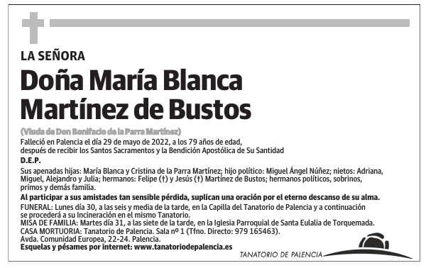 Doña María Blanca Martínez de Bustos