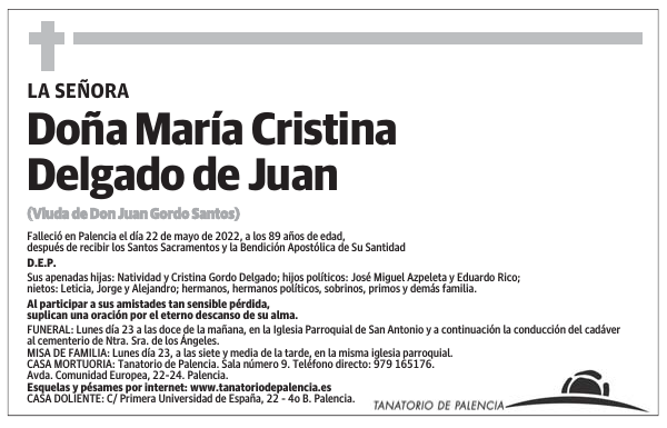 Doña María Cristina Delgado de Juan