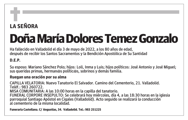 Doña María Dolores Temez Gonzalo