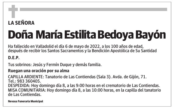 Doña María Estilita Bedoya Bayón