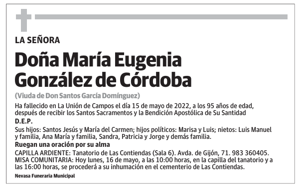 Doña María Eugenia González de Córdoba