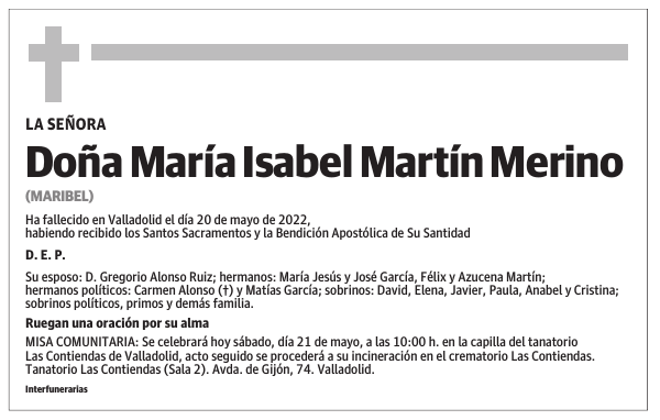 Doña María Isabel Martín Merino