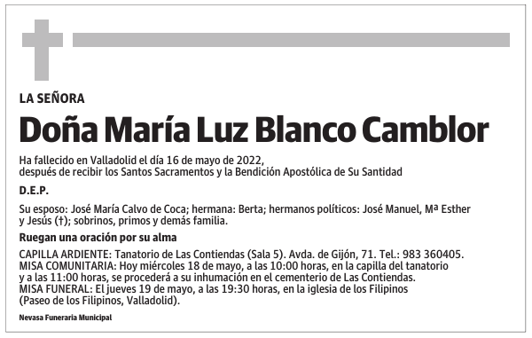 Doña María Luz Blanco Camblor