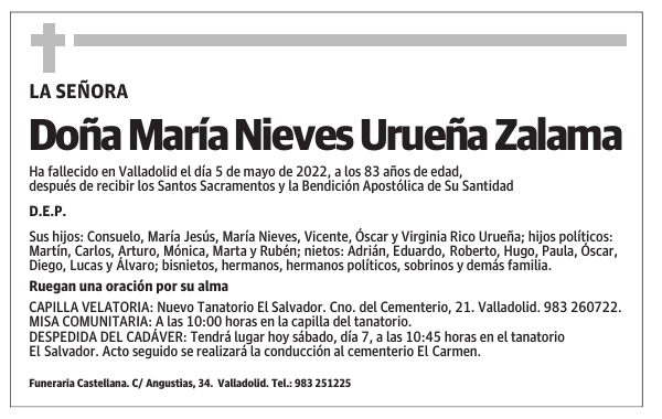 Doña María Nieves Urueña Zalama