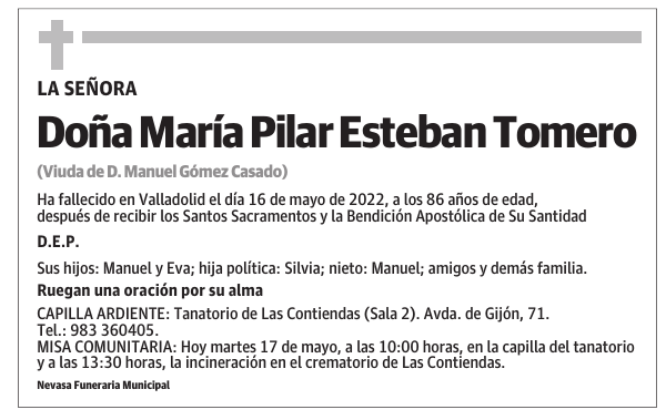 Doña María Pilar Esteban Tomero